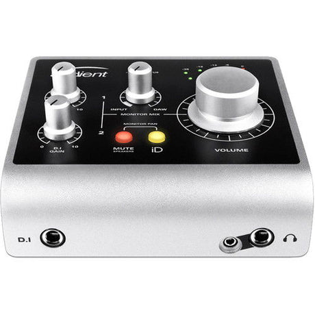 Audient iD4 USB audio interface with volume and monitor knobs on front panel