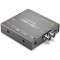 Black HDMI to SDI 6G mini converter with two BNC SDI ports and power connector