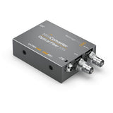 Mini Converter Optical Fiber 12G, top view with dark metal case and two coax connectors