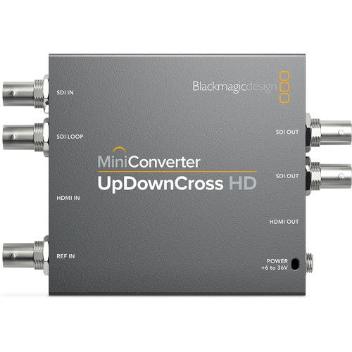 Mini Converter UpDownCross HD front panel labels: SDI IN, SDI OUT, HDMI OUT, power