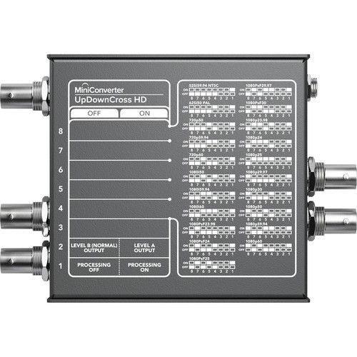 Mini Converter UpDownCross HD rear switch panel with Level and processing ON/OFF settings