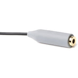 Capăt mufă adaptor TRS–TRRS 3,5 mm, conector gri cu inserție metalică, cablu negru
