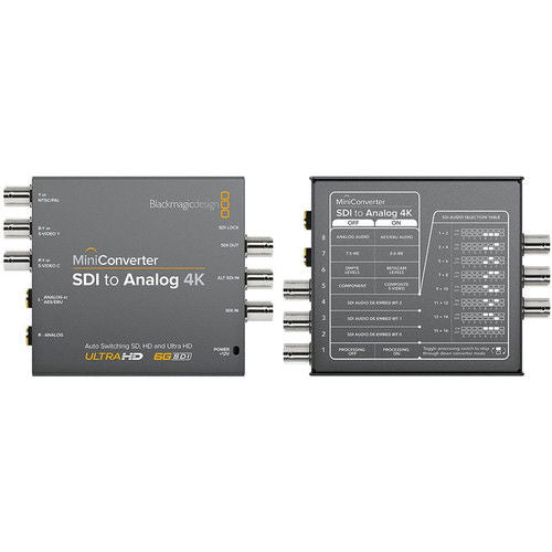 MiniConverter SDI to Analog 4K front and back panels with multiple BNC connectors