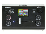 Mini video mixer with multi-view display and numbered control buttons