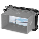 Atomos Ninja V 5in cage with flip-down screen hood in dark gray