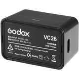 Încărcător USB VC26 pentru baterie V1, etichete și port USB pe spate