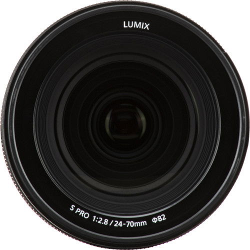 Lens front view, 24-70mm f/2.8 text around black glass element
