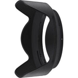 Black lens hood for 24-200mm zoom lens, side profile view