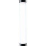 Tall cylindrical LED tube light with black end rings, glowing diffuser core