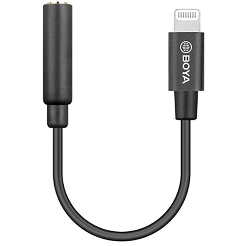 Cablu adaptor BOYA cu conector Lightning si mufa 3.5 mm TRRS, negru