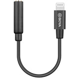 Cablu adaptor BOYA cu conector Lightning si mufa 3.5 mm TRRS, negru