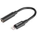 Adaptor BOYA 3.5 mm TRRS la Lightning, cablu negru cu doi conectori