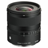 15mm f/1.4 DC DN lens front element visible behind textured front ring