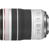 Close side view of 70-200mm F4 lens with textured barrel and control buttons