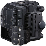 Rear/side ports view of cinema camera with HDMI, SDI output, and audio inputs