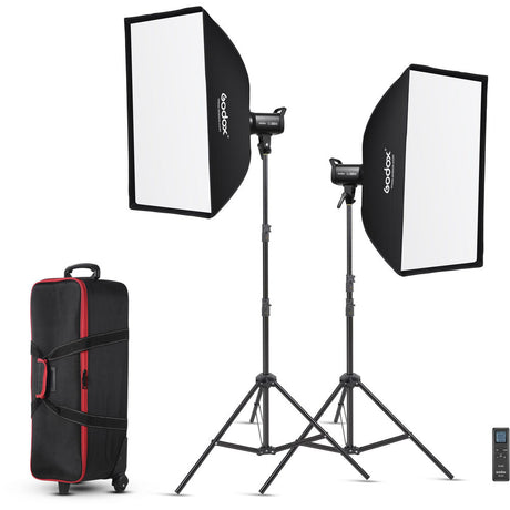 Kit de 2 lămpi LED Godox cu softboxuri, trepiede și geantă de transport