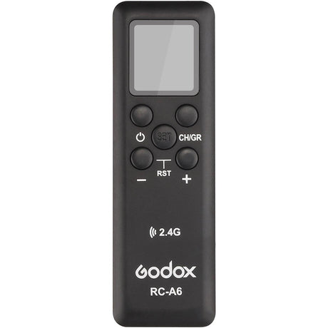 Telecomandă Godox RC-A6 neagră, cu ecran și butoane