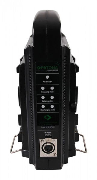 Panou frontal încărcător V-Mount dual: AC power, încărcare și descărcare