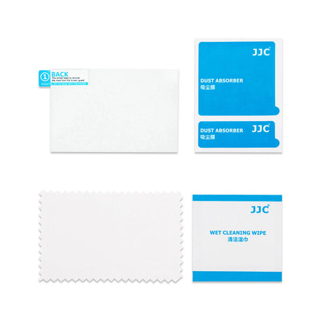 Accessory set: dust absorber cards and wet cleaning wipe for LCD screen protector