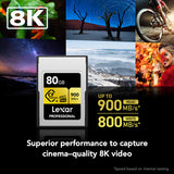 Card Lexar CFexpress Pro Gold Type A 80GB: 900 MB/s citire, 800 MB/s scriere