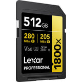 Lexar SDXC Pro 1800x U3 UHS-II R280/W210 (V60) 512GB
