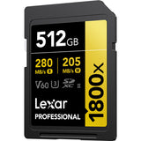 Lexar SDXC Pro 1800x U3 UHS-II R280/W210 (V60) 512GB