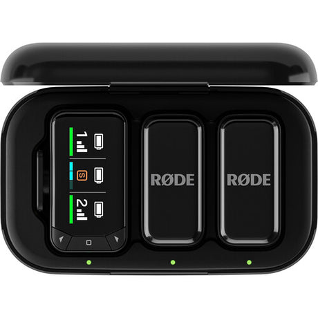 Kit microfon wireless RØDE cu cutie neagră, ecran cu indicatori și 2 module