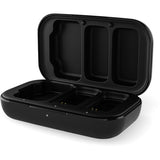 Husă de încărcare neagră pentru microfoane wireless, cu locașuri interne