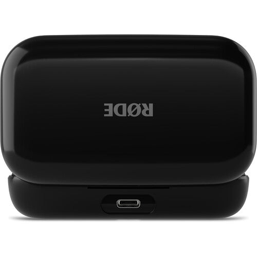Stație de încărcare neagră cu port USB-C și logo Rode