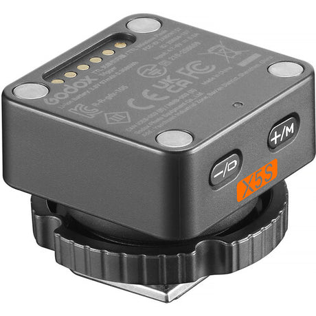 Godox X5S wireless transmitter for Sony, top with control buttons and X5S markings