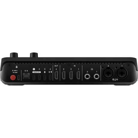 Consolă audio/video RODECaster Video S, panou spate cu mufe și porturi