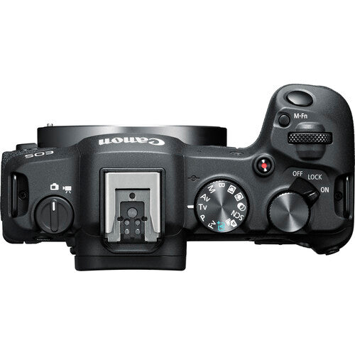 Aparat foto mirrorless Canon EOS R8, vedere de sus cu butoane și cadrane