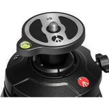 Tripod top plate with bubble level vial and central mounting screw