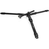 Black compact tripod with three spread legs and central column