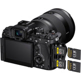 Mirrorless full-frame camera body angled view with rear LCD and accessory slots