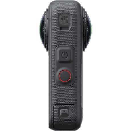 Cameră 360 cu buton de pornire și buton roșu pe partea laterală