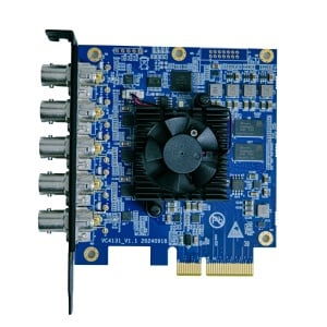 Capture/playback PCB with heatsink and left 3G-SDI BNC connectors