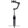 Three-axis smartphone gimbal stabilizer with folding mount and control display