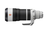 FE 100-400mm GM lens, white body, black ribbed zoom ring, side grip and switches