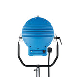 Lampa de studio T12, vedere din spate: panou albastru și brațe de montaj
