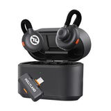 Duo lavalier microfon și husă de încărcare neagră, indicatoare portocalii