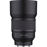 Black AF 85/1.4 FE II lens barrel with textured band and Full Frame E‑Mount