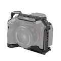 Full camera cage, black metal frame with side ports and top mounting holes