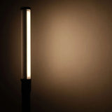 Upright LED stick bicolor light glowing white with long black housing and slim tube