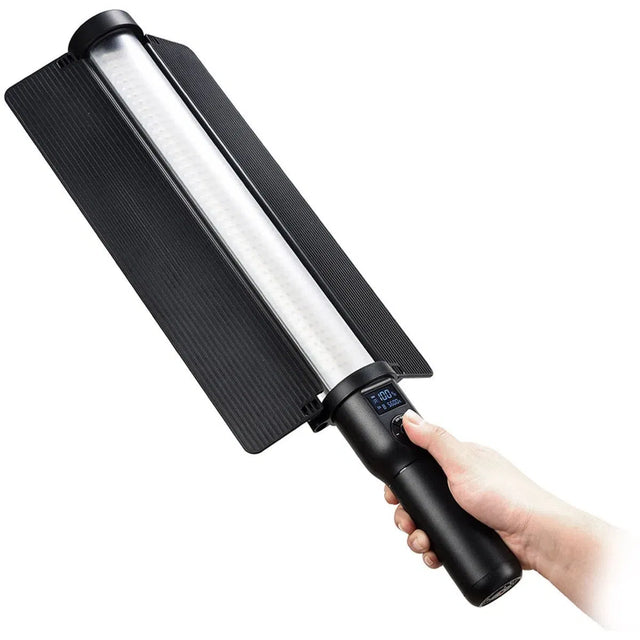 LED stick bicolor light, black body with long illuminated tube and side diffuser panel