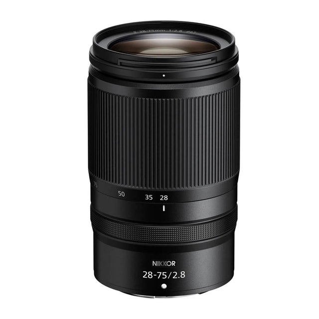 NIKKOR 28-75mm f/2.8 mirrorless camera lens, ribbed barrel and front glass