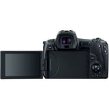 Black mirrorless camera body, side view with tilting LCD and rear controls