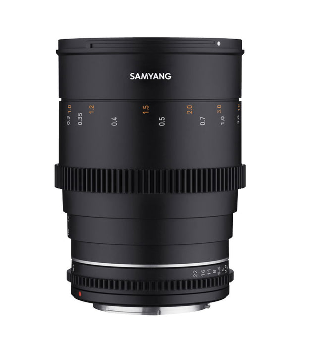 35mm T1.5 VDSLR MK2 lens, black barrel with focus distance and aperture markings