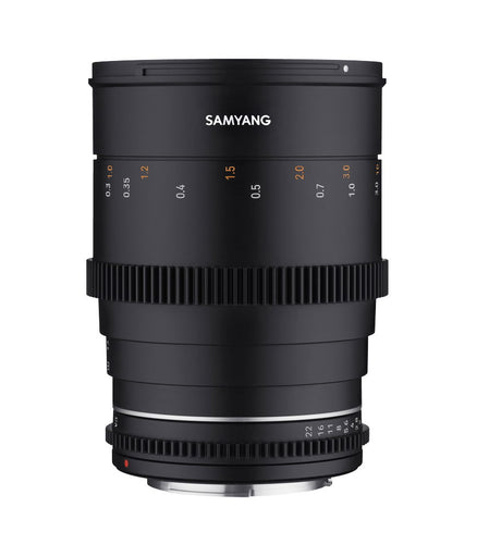 35mm T1.5 lens, black body with engraved aperture/T scale and ridged focus ring