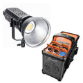 Proiector LED portabil Tolifo SK-D3500SL, carcasă neagră, reflector argintiu, suport.